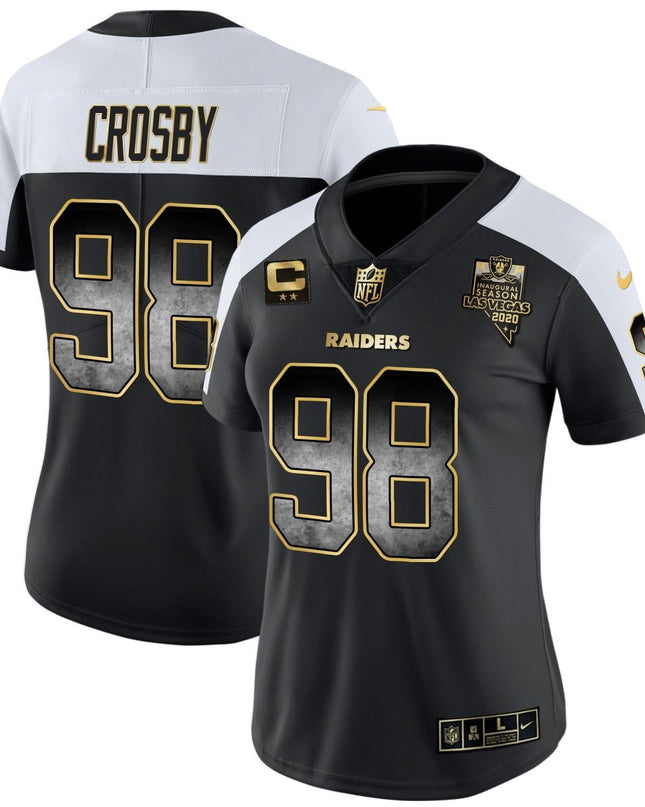Women's Raiders Gold Arch Smoke Vapor Jersey - All Stitched LVRAI_KDZ - KINDOZY