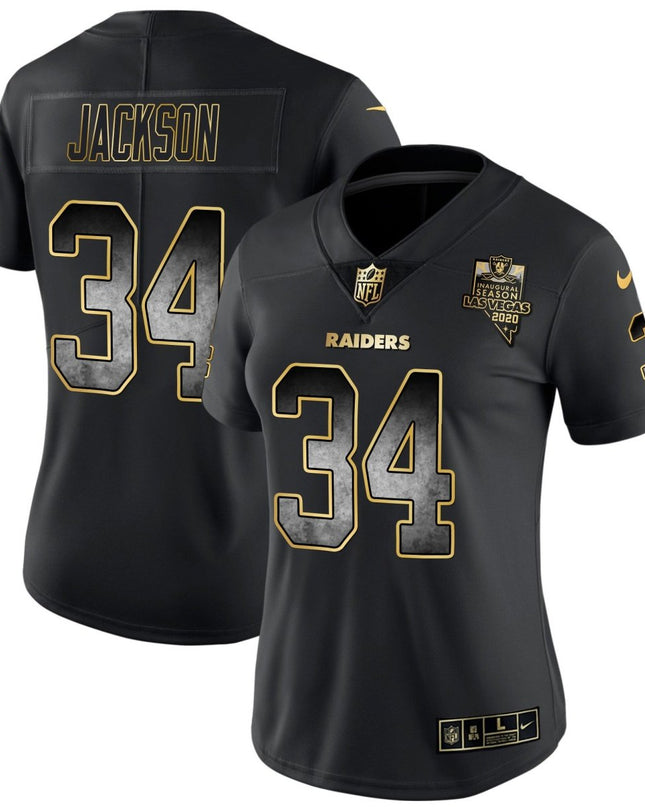 Women's Raiders Gold Arch Smoke Vapor Jersey - All Stitched LVRAI_KDZ - KINDOZY