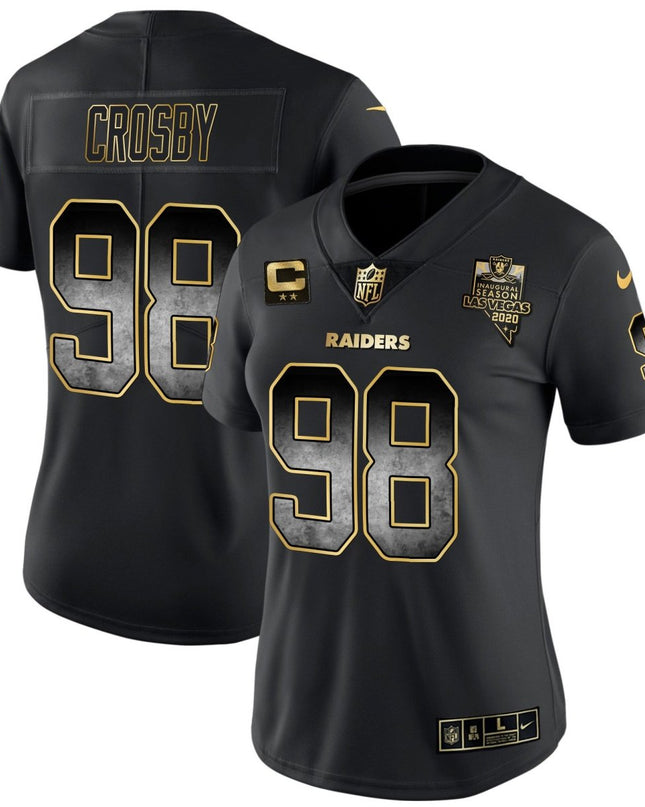 Women's Raiders Gold Arch Smoke Vapor Jersey - All Stitched LVRAI_KDZ - KINDOZY