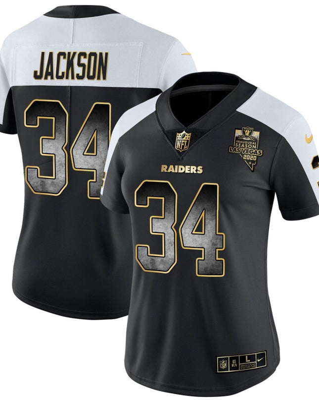 Women's Raiders Gold Arch Smoke Vapor Jersey - All Stitched LVRAI_KDZ - KINDOZY