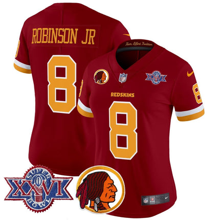 Women's Washington Redskins Throwback 1992 Super Bowl XXVI Patch Vapor Limited Jersey V2 - All Stitched - KINDOZY
