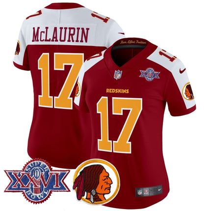 Women's Washington Redskins Throwback 1992 Super Bowl XXVI Patch Vapor Limited Jersey V2 - All Stitched - KINDOZY
