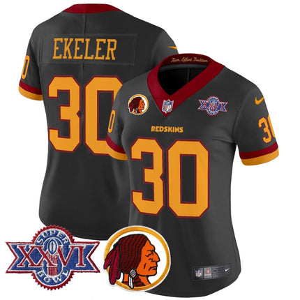 Women's Washington Redskins Throwback 1992 Super Bowl XXVI Patch Vapor Limited Jersey V2 - All Stitched - KINDOZY