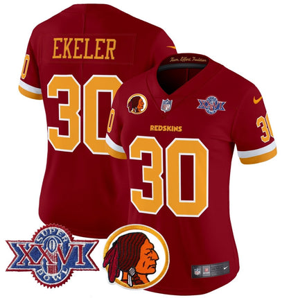 Women's Washington Redskins Throwback 1992 Super Bowl XXVI Patch Vapor Limited Jersey V2 - All Stitched - KINDOZY