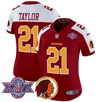 Women's Washington Redskins Throwback 1992 Super Bowl XXVI Patch Vapor Limited Jersey V2 - All Stitched - KINDOZY