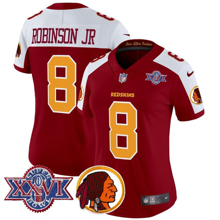 Women's Washington Redskins Throwback 1992 Super Bowl XXVI Patch Vapor Limited Jersey V2 - All Stitched - KINDOZY