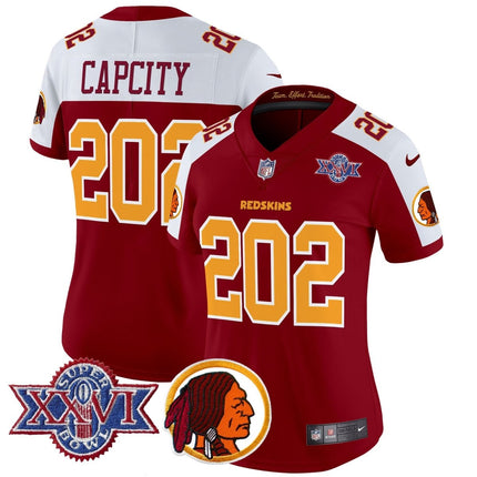 Women's Washington Redskins Throwback 1992 Super Bowl XXVI Patch Vapor Limited Jersey V2 - All Stitched - KINDOZY
