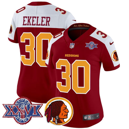 Women's Washington Redskins Throwback 1992 Super Bowl XXVI Patch Vapor Limited Jersey V2 - All Stitched - KINDOZY