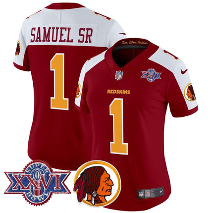 Women's Washington Redskins Throwback 1992 Super Bowl XXVI Patch Vapor Limited Jersey V2 - All Stitched - KINDOZY