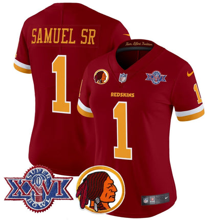 Women's Washington Redskins Throwback 1992 Super Bowl XXVI Patch Vapor Limited Jersey V2 - All Stitched - KINDOZY